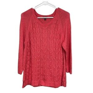 Talbots Coral Pink Cable Knit Sweater XL Petite